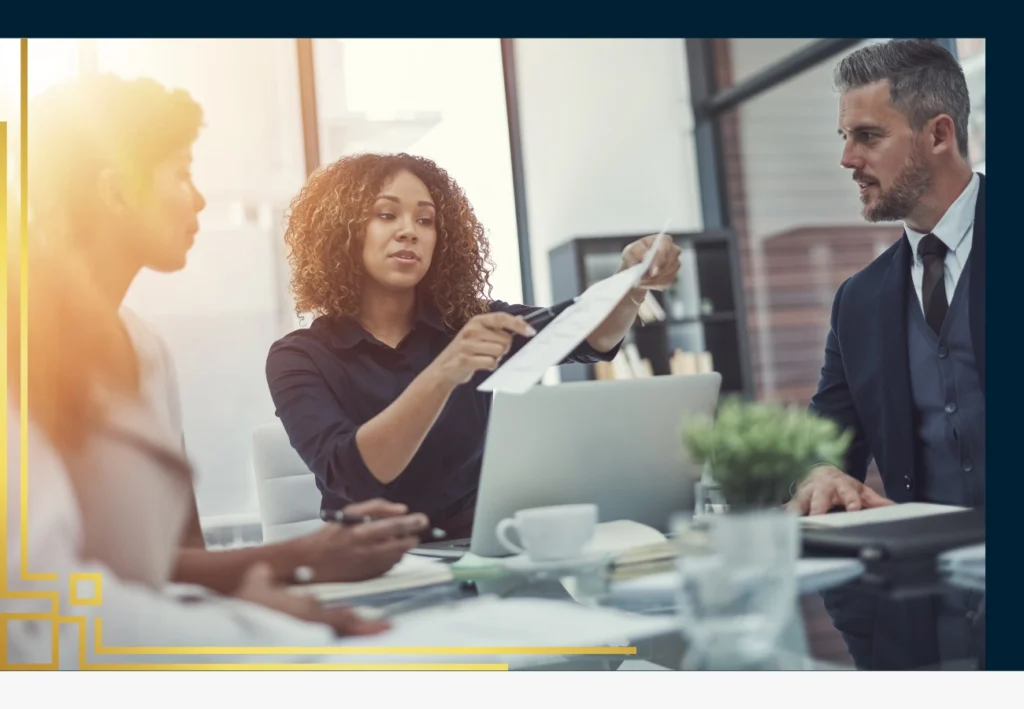 Team of accountants and financial experts collaborating on business operations optimization